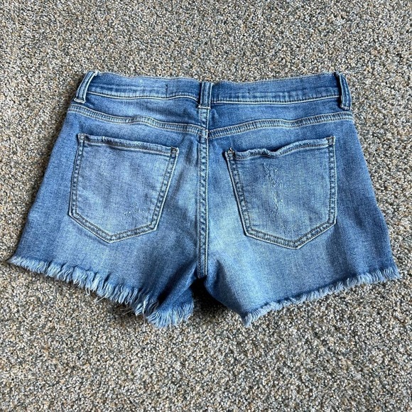 Harper Francesca's Minnie Shadow Patch Fray Hem Jean Shorts Women's 27 Stretch - Picture 3 of 5